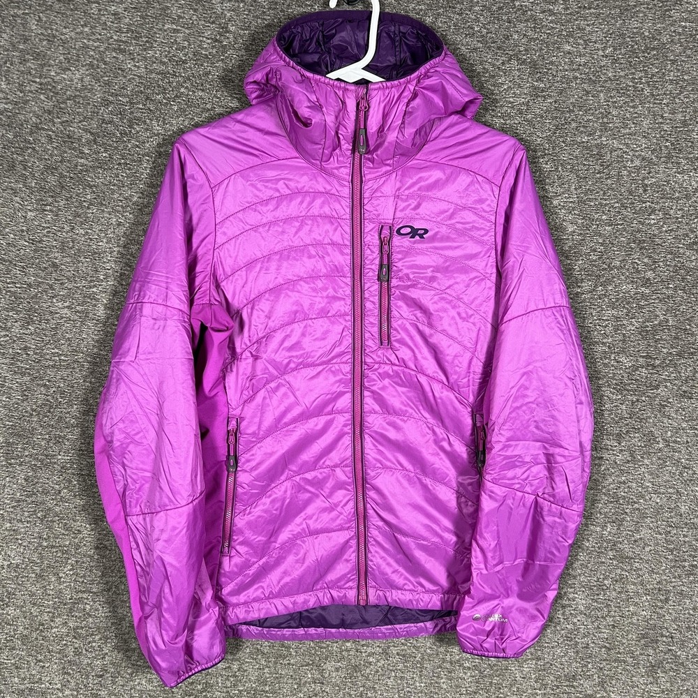 Outdoor Research Cathode‎ Hooded Jacket Womens Small Purple Quilted Insulated